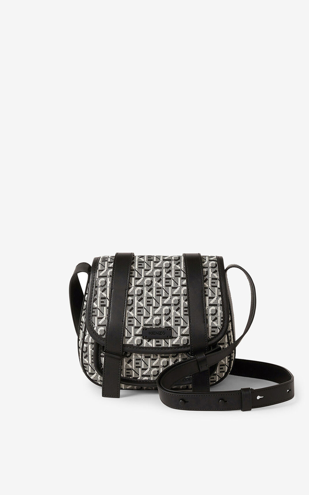 Sac Messenger Kenzo Courier small jacquard Femme Grise | UJSI-83219